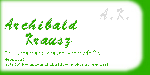 archibald krausz business card